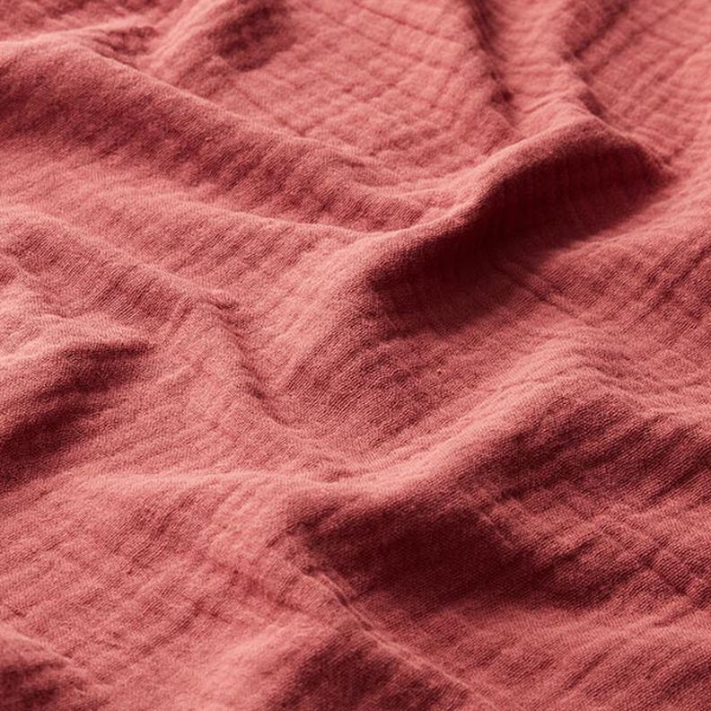 GOTS Mušelín / dvojitá mačkaná tkanina | Tula – karmínově červená,  image number 3