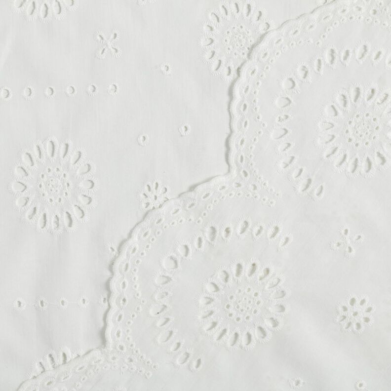 Bavlněná tkanina s očky ve tvaru květiny – bílá,  image number 4