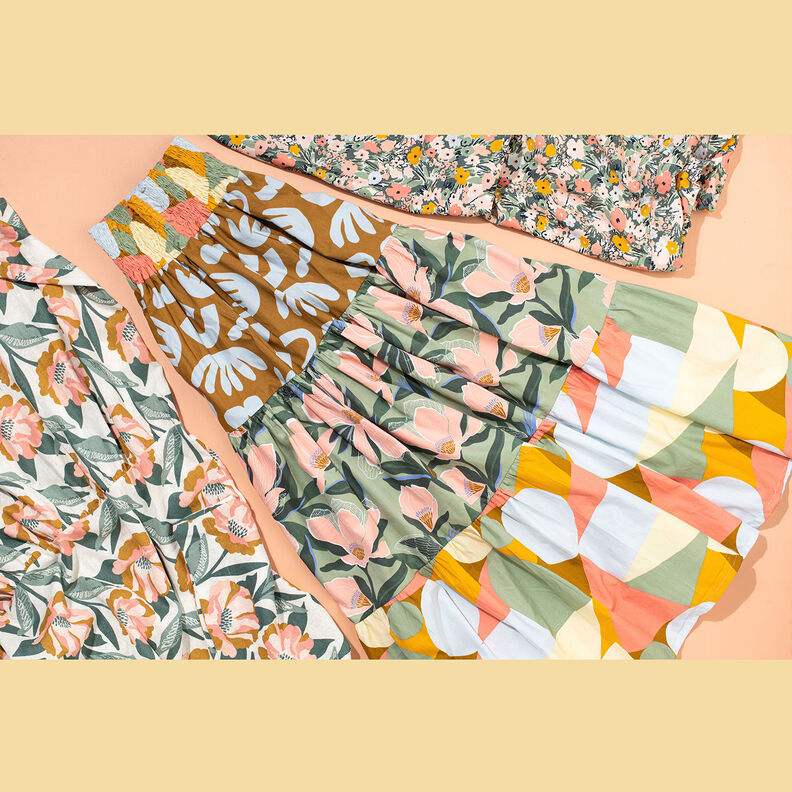 Bavlněný popelín abstraktní tvary | Nerida Hansen – olivová/humrová,  image number 5