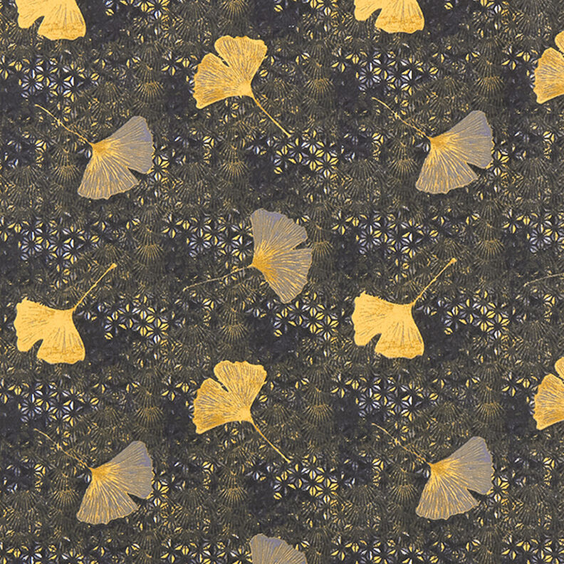 Bavlněný kreton Ginkgo – hořčicove žlutá,  image number 1