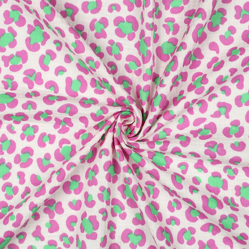 Mušelín / dvojitá mačkaná tkanina Barevný leopardí vzor | Poppy Fabrics – slonová kost/světle zelená, image number 3