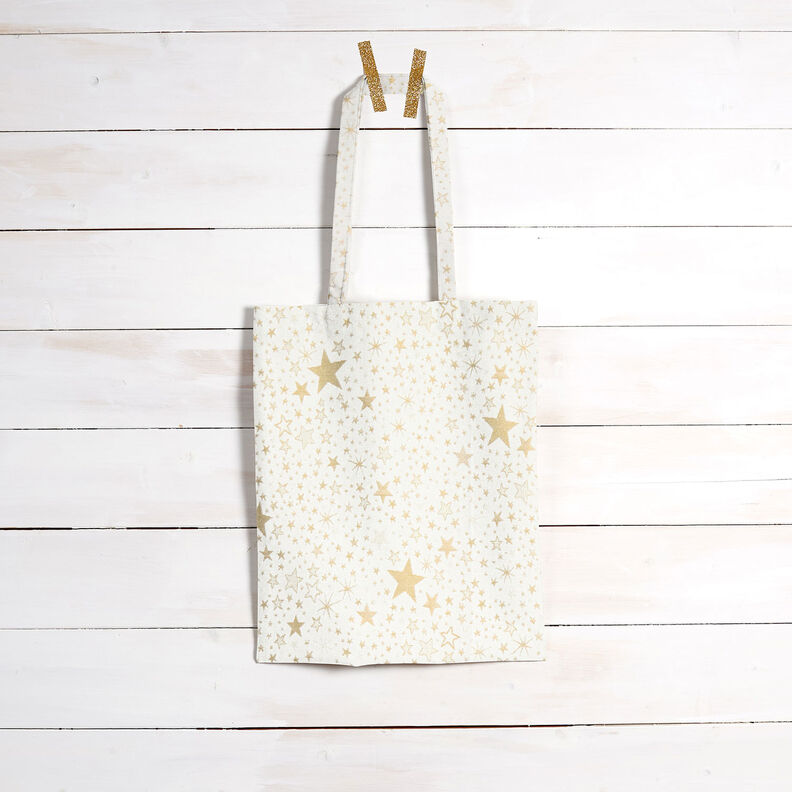 Dekorační látka Žakár Lurex Moře hvězd – světle béžová/zlatá,  image number 7
