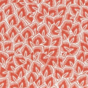 Bavlněná látka Kreton Abstraktní listy – terracotta/slonová kost, 