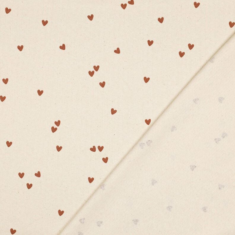 Žebrovaný žerzej Rozptýlená srdce | Poppy Fabrics – světle béžová/hnědá,  image number 4