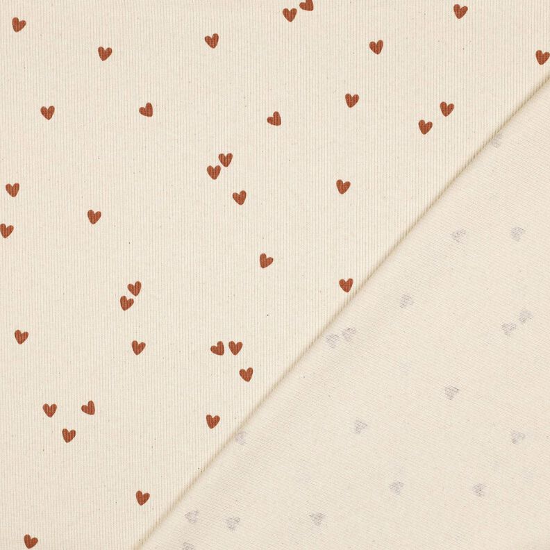 Žebrovaný žerzej Rozptýlená srdce | Poppy Fabrics – světle béžová/hnědá, image number 4