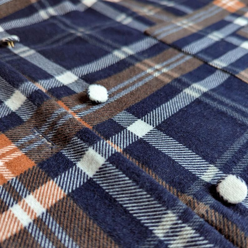 Bavlněný flanel Kostkovaný vzor tisk | by Poppy – namornicka modr/srnčí hnědá,  image number 7
