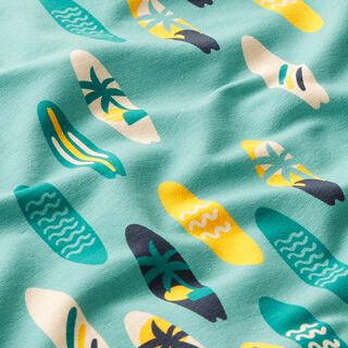 Francouzské froté letní teplákovina Retro surfy  | PETIT CITRON – mátově, 