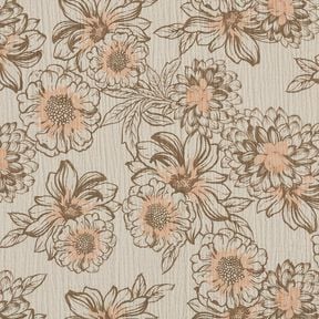Mu&scaron;el&iacute;n / dvojit&aacute; mačkan&aacute; tkanina Letn&iacute; květiny &ndash; taupe (&scaron;edohněd&aacute;)/středně hněd&aacute;, 