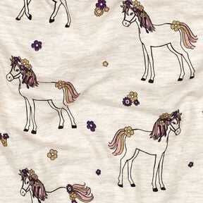 Bavlněný žerzej Třpytivý květinový kůň | Poppy Fabrics – přírodni/zlatá, 