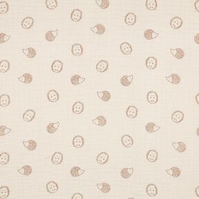 Mušelín / dvojitá mačkaná tkanina Ježek | Poppy Fabrics – přírodni/světle hnědá, 