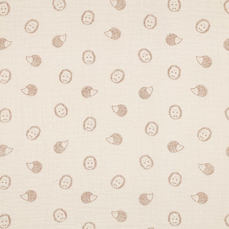 Mušelín / dvojitá mačkaná tkanina Ježek | Poppy Fabrics – přírodni/světle hnědá,  image number 1