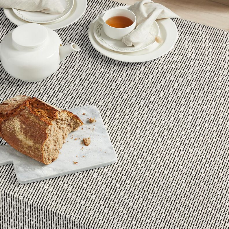 Dekorační látka Žakár Rustikální pruhy – černá/přírodni,  image number 5