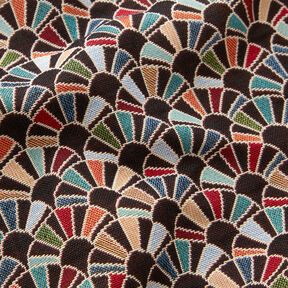 Dekorační látka Gobelín Retro vějíř – černá/karmínově červená, 