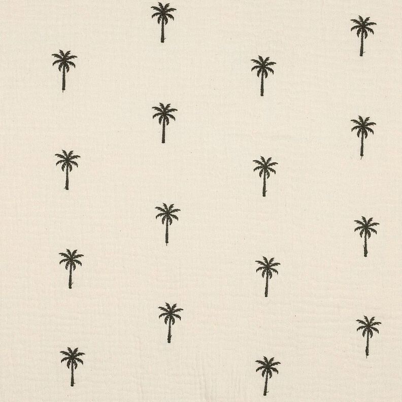 Mušelín / dvojitá mačkaná tkanina Vyšívané palmy  | Poppy Fabrics – vlněná bílá/tmave olivová,  image number 1