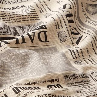 Dekorační látka Polopanama vintage noviny – přírodni/černá, 