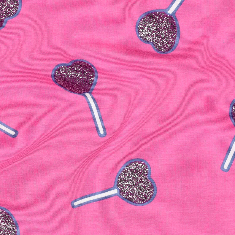 Bavlněný žerzej Lízátka ve tvaru třpytivých srdíček | Poppy Fabrics – pink, image number 2
