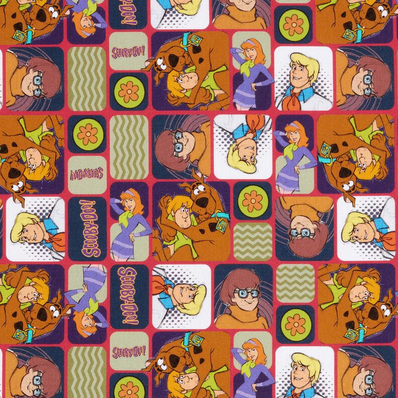 Bavlněný popelín Scooby Doo jako komiks Licenční látky – červená/mix barev,  image number 1