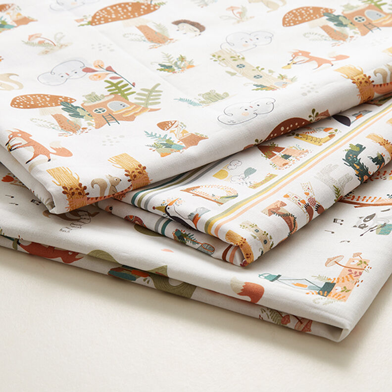 Bavlněná látka Popelín Zvířecí písmena – bílá,  image number 5