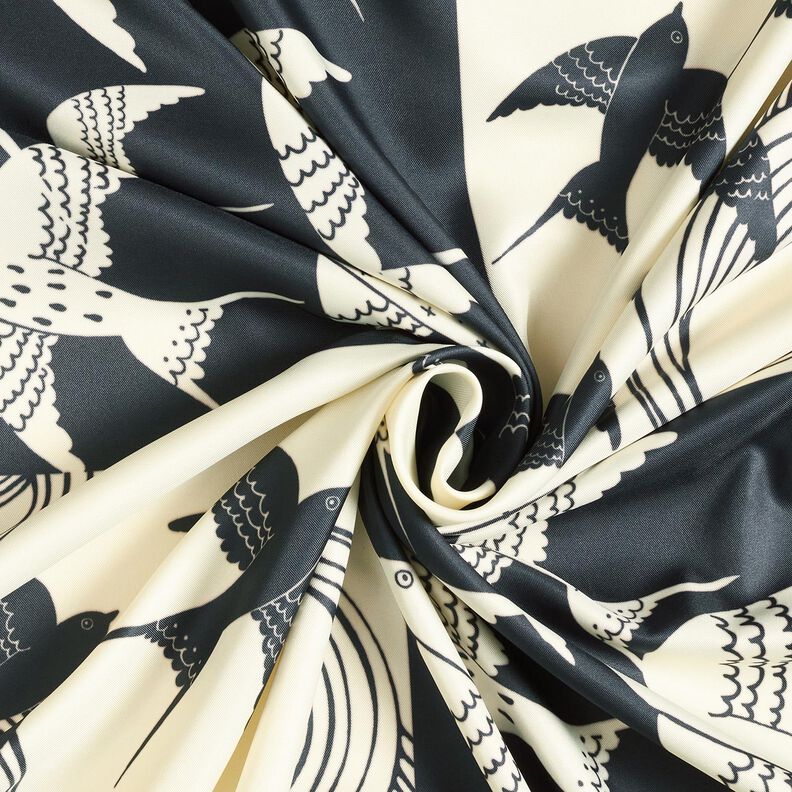 Saténový panel - vlaštovky | Katia Fabrics – antracitová/kremová, image number 3