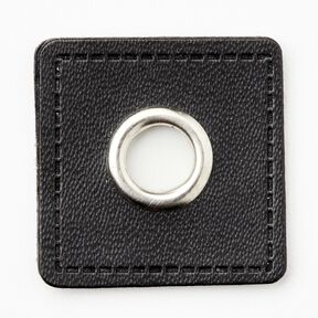 Nášivka na knoflíkovou dírku [30 x 30 mm] – černá/stříbrná metalická, 