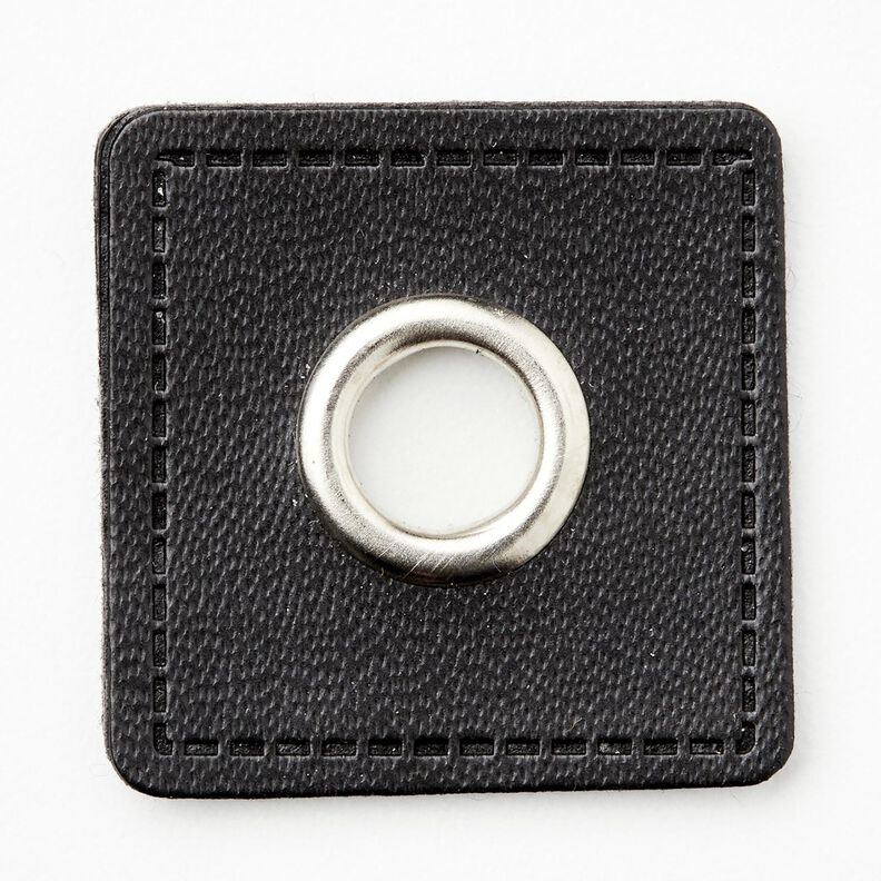 Nášivka na knoflíkovou dírku [30 x 30 mm] – černá/stříbrná metalická,  image number 1