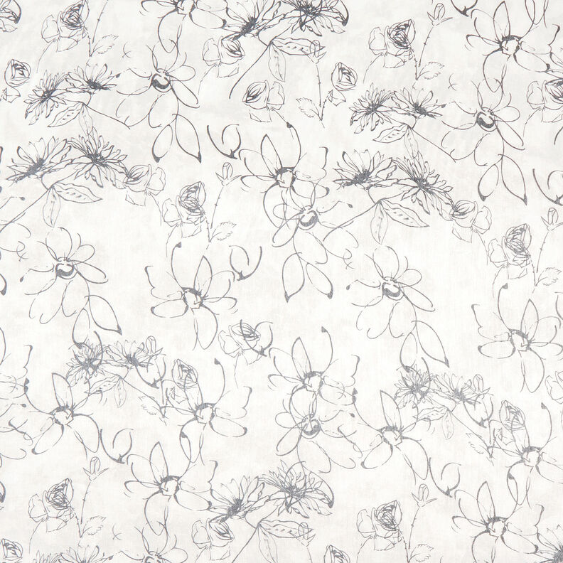 Viskóza mix metalický lesk květinová kresba – bílá/černá,  image number 1