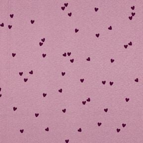 Žebrovaný žerzej Rozptýlená srdce | Poppy Fabrics – pastelově fialová/merlot, 