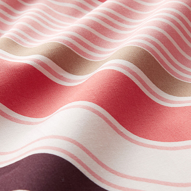 Bavlněná tkanina s vodorovnými pruhy – bílá/humrová,  image number 2