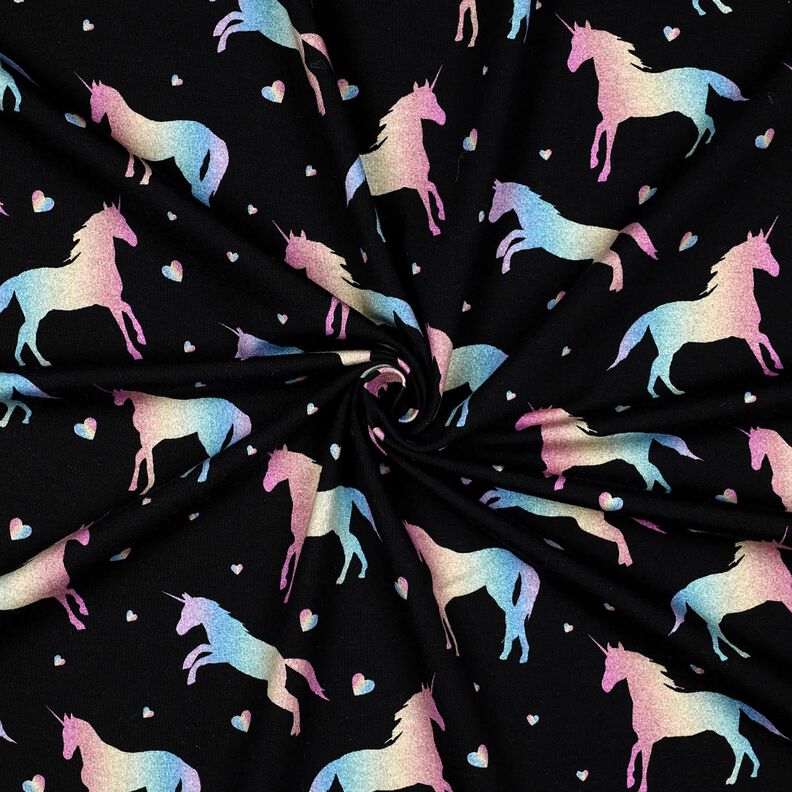 Bavlněný žerzej Duhoví jednorožci digitální potisk | Poppy Fabrics – černá, image number 3