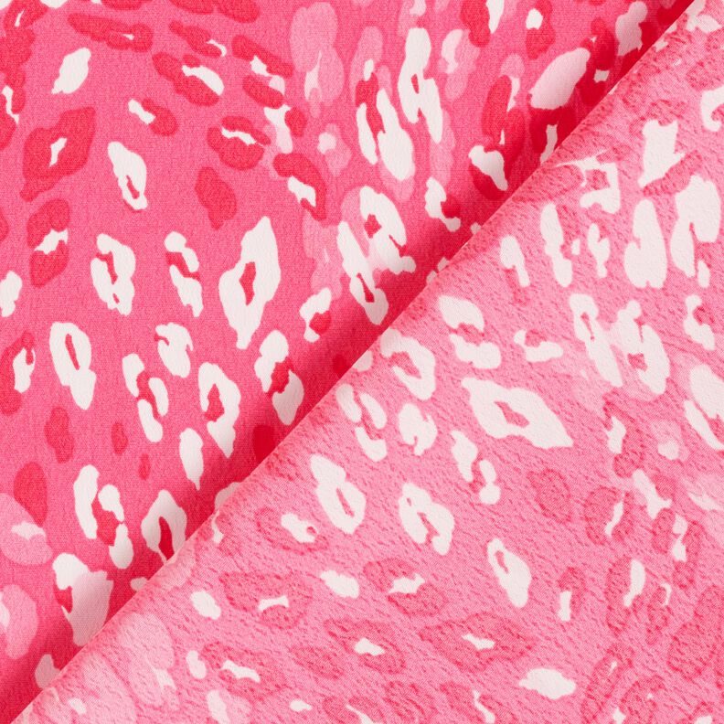 Krepová tkanina s abstraktním leopardím vzorem – výrazná jasně růžová,  image number 4
