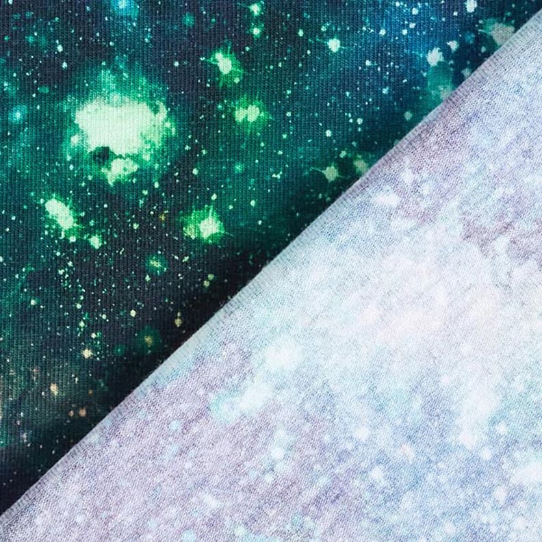 Bavlněný žerzej Vesmír digitální potisk – namornicka modr,  image number 4