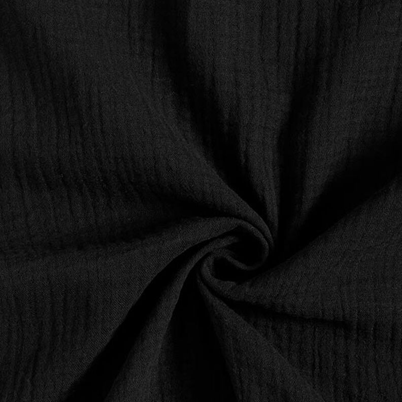 GOTS Mušelín / dvojitá mačkaná tkanina | Tula – černá,  image number 1