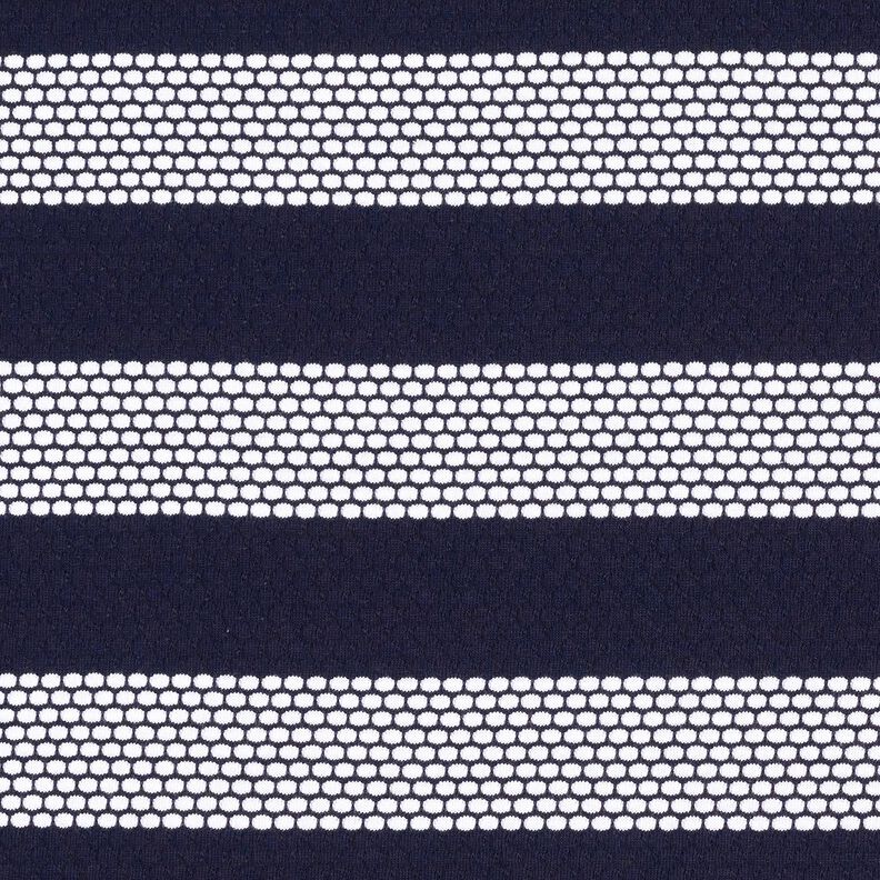 Bavlněný žerzej Pruhy z puntíků – namornicka modr/bílá,  image number 1