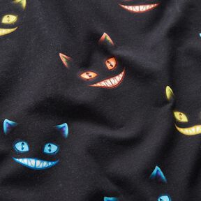 Francouzské froté letní teplákovina Grinch kočka digitální potisk – černá/mix barev, 