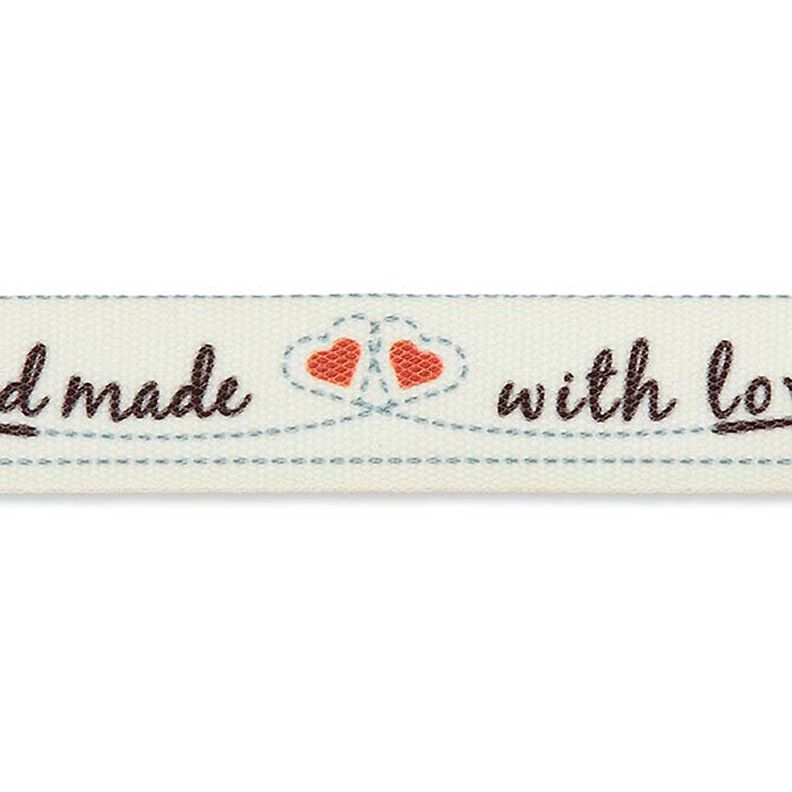 Páska Handmade with Love [ 15 mm ] – vlněná bílá/červená,  image number 1