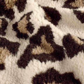 Beránek sherpa teddy s leopardím potiskem – mandlová/černá, 