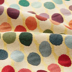 Dekorační látka Gobelín Vlnové body – světle béžová/modrá, 