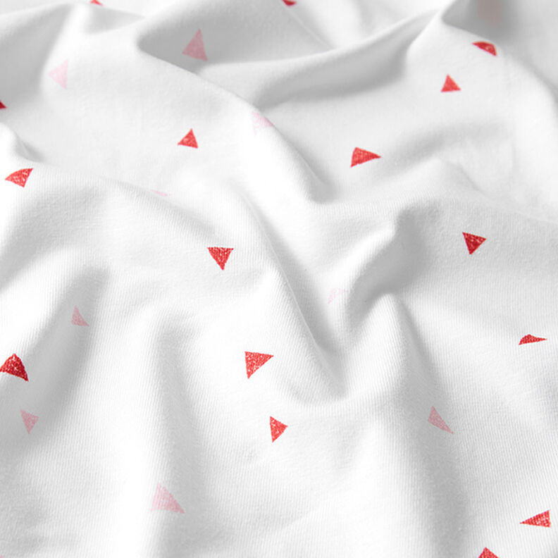 GOTS Bavlněný žerzej trojúhelníky s razítkovaným vzhledem | Tula – bílá,  image number 2