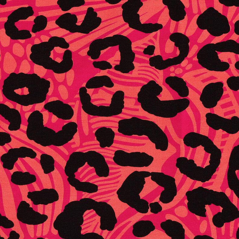 Francouzské froté letní teplákovina Lev a květiny – pink/oranžová, image number 5