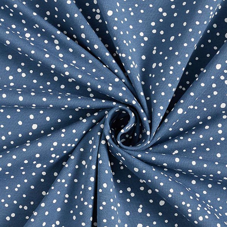 Bavlněný žerzej Nepravidelné puntíky – džínově modrá,  image number 3