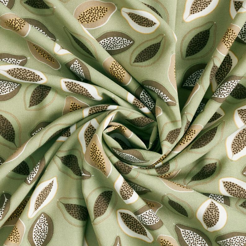Viskózová tkanina Papaya – rákosove zelená/taupe (šedohnědá),  image number 3
