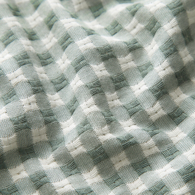 Bavlněná látka se strukturovanou kostkou – bílá/rákosove zelená,  image number 2