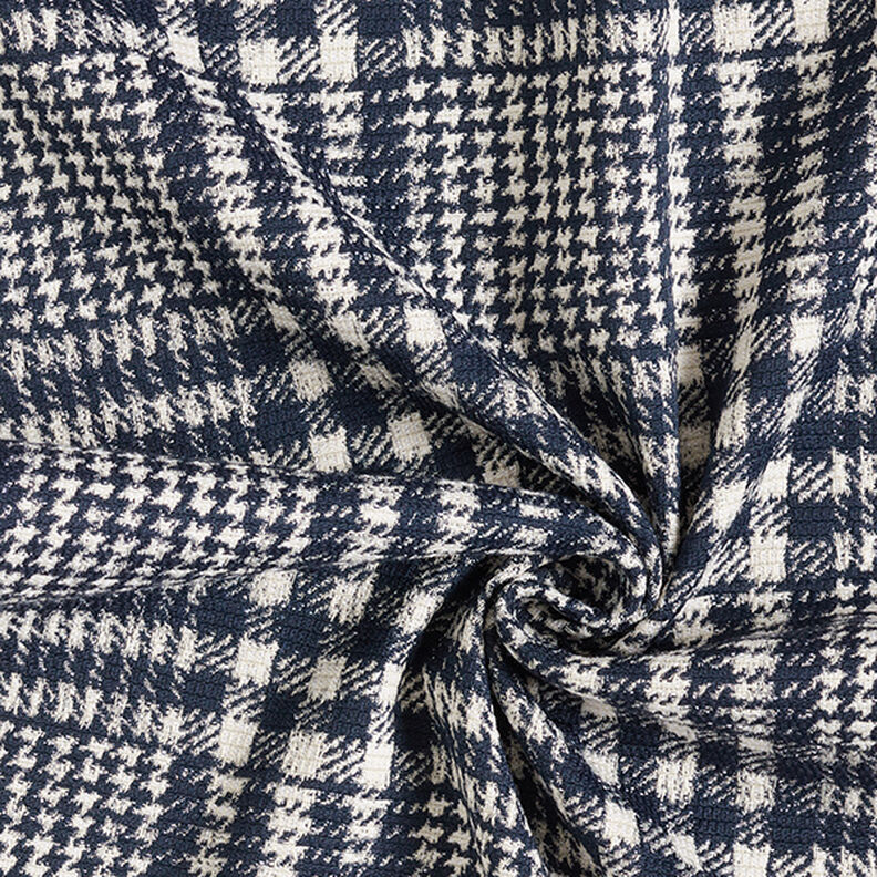Látka na kabáty s oboustrannými čtverci – namornicka modr/bílá,  image number 3
