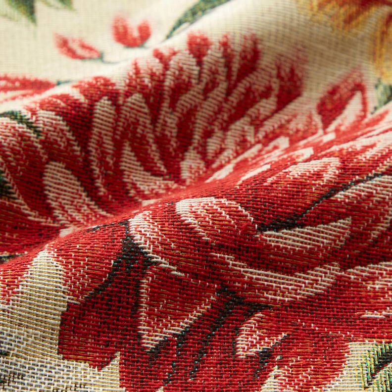 Dekorační látka Gobelín Velké květiny – světle béžová/červená,  image number 2