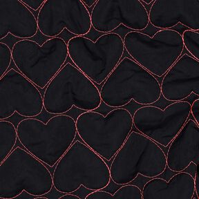 Prošívaná látka Neonové srdce | Poppy Fabrics – černá/zářivě růžová, 