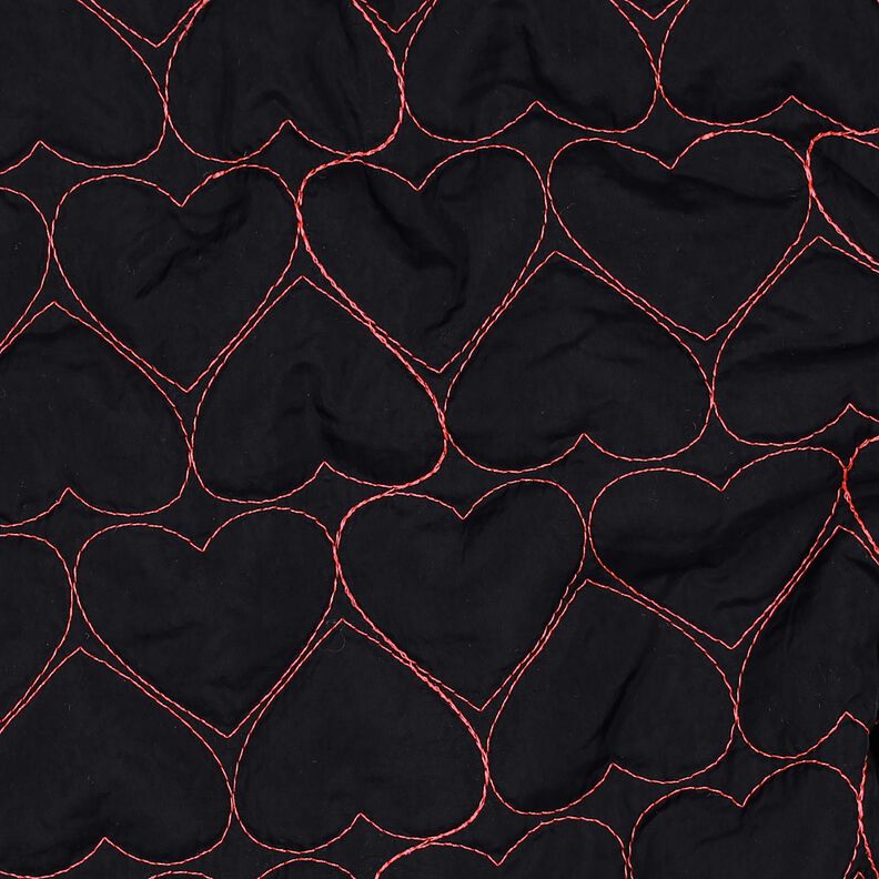 Prošívaná látka Neonové srdce | Poppy Fabrics – černá/zářivě růžová,  image number 2