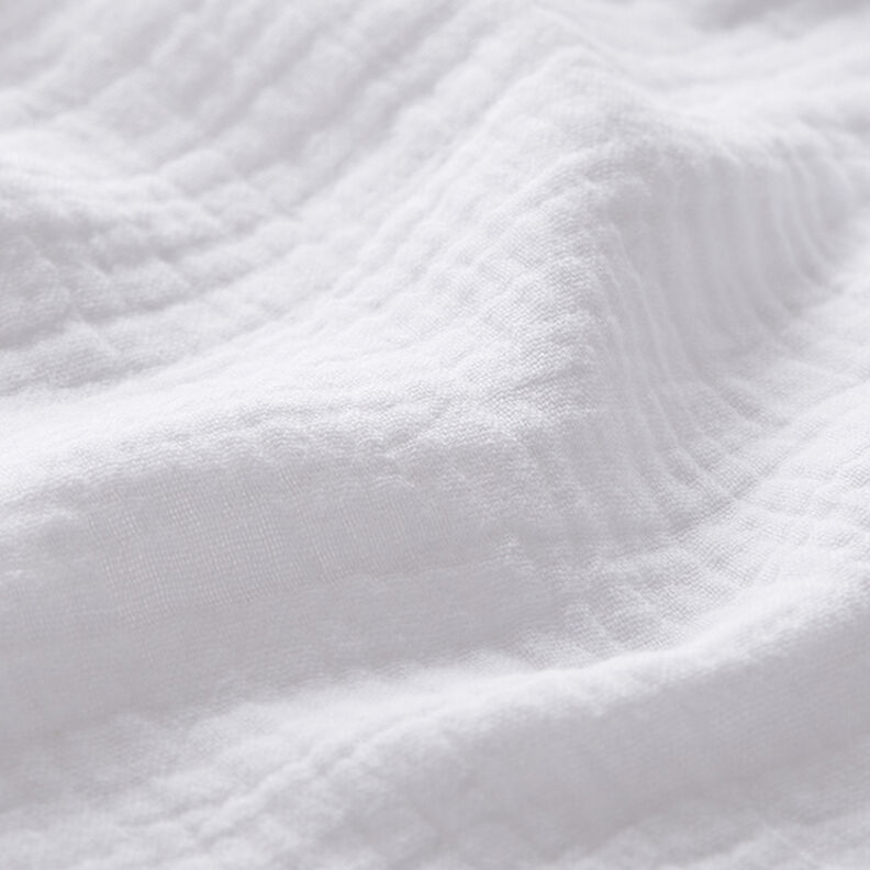 Mušelín / dvojitá mačkaná tkanina – bílá,  image number 3