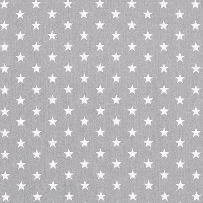 Bavlněný popelín Středně velké hvězdičky – šedá/bílá,  image number 1