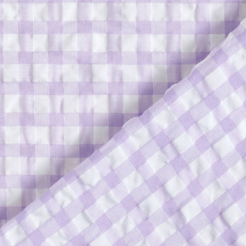 Seersucker velký kostkovaný Vichy – bílá/pastelove šeříková,  image number 4