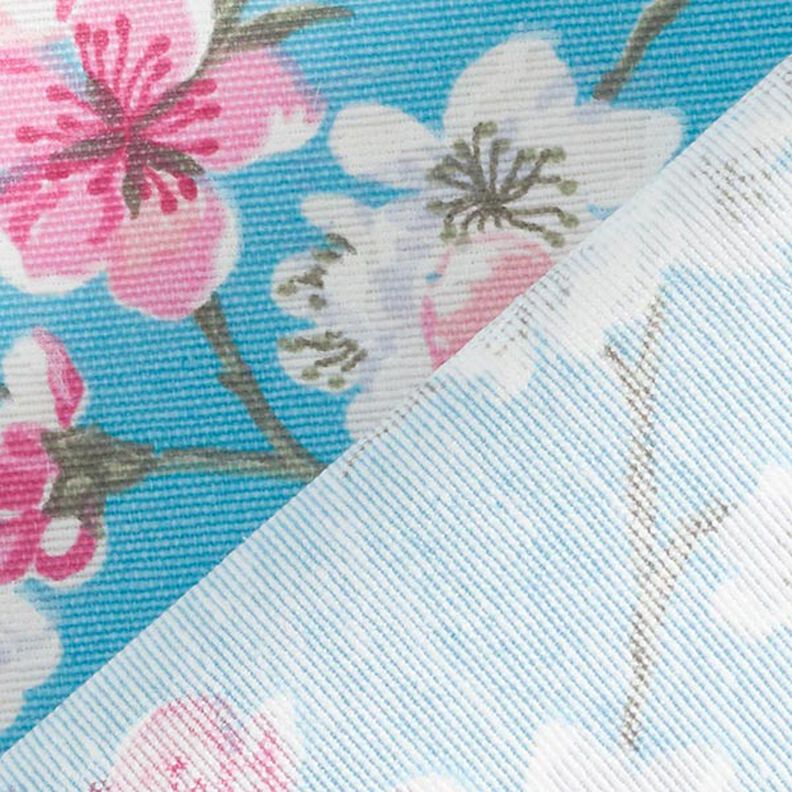 Povrstvená bavlna Třešňové květy – modrá aqua,  image number 4